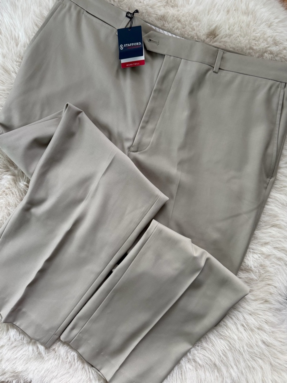 Stafford - NWT Men's Dress Micro Twill Trouser Pants Light Taupe Size 40W 29IN